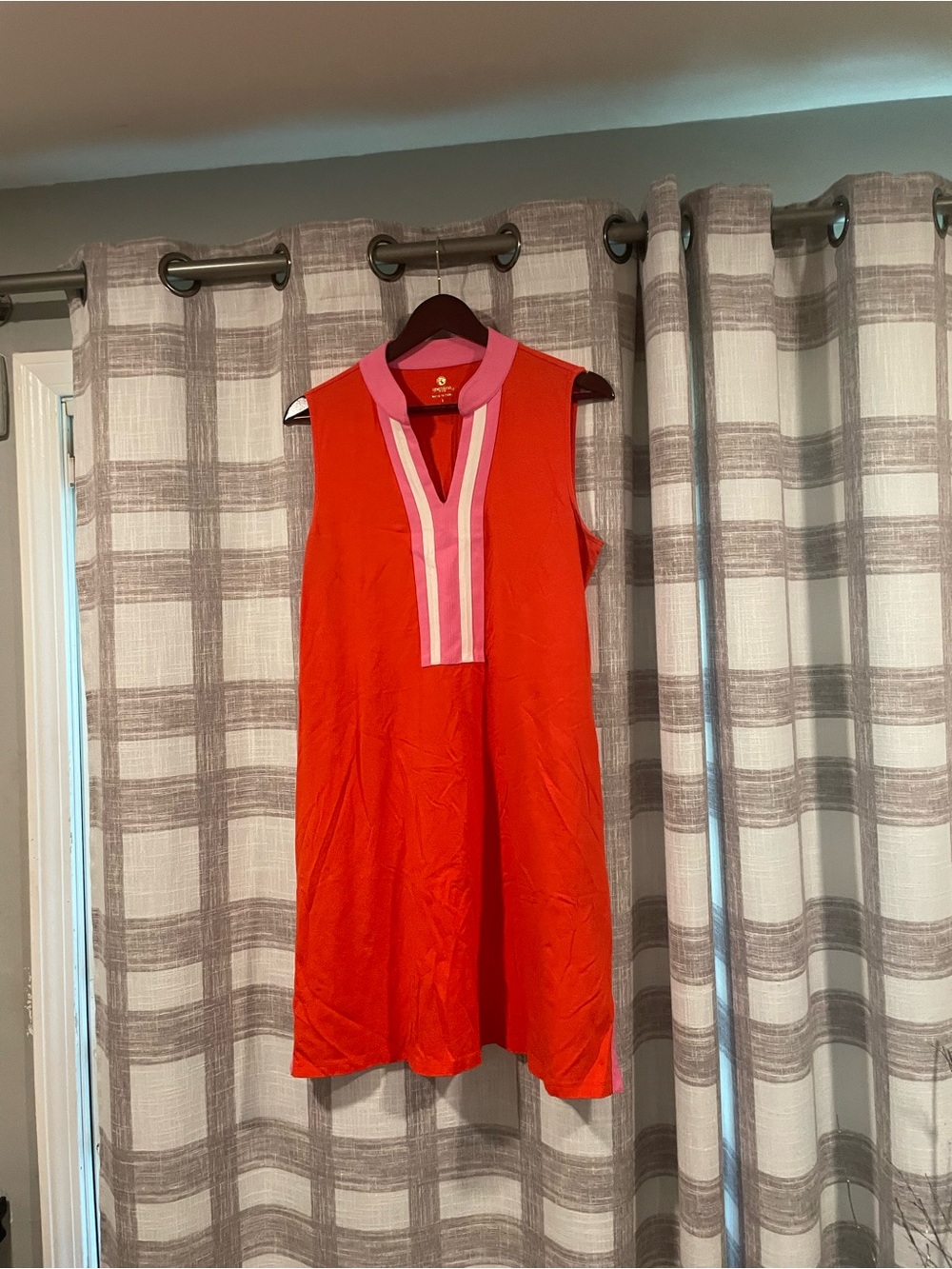 Spartina 449 Red Sleeveless Shift Dress with Pink Trim